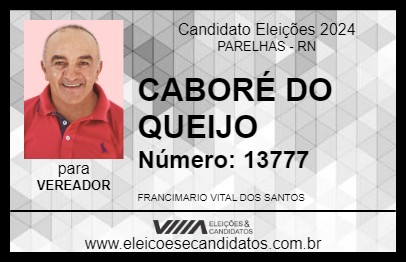 Candidato CABORÉ DO QUEIJO 2024 - PARELHAS - Eleições