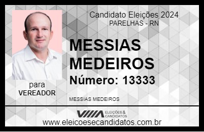 Candidato MESSIAS MEDEIROS 2024 - PARELHAS - Eleições