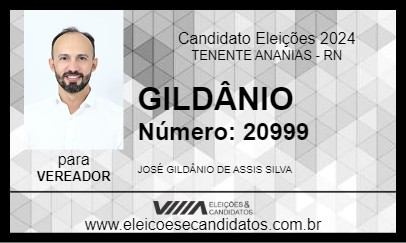 Candidato GILDÂNIO 2024 - TENENTE ANANIAS - Eleições