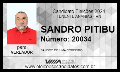 Candidato SANDRO PITIBU 2024 - TENENTE ANANIAS - Eleições