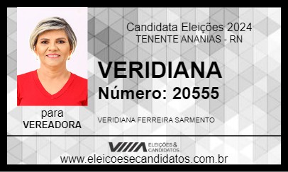 Candidato VERIDIANA 2024 - TENENTE ANANIAS - Eleições