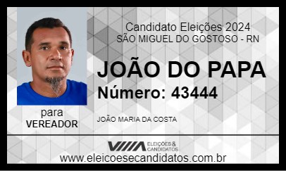 Candidato JOÃO DO PAPA 2024 - SÃO MIGUEL DO GOSTOSO - Eleições