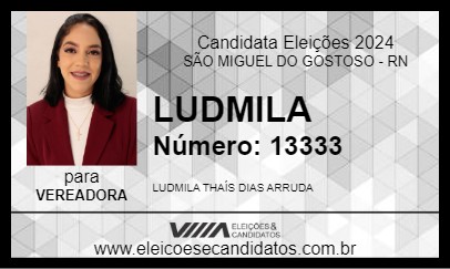 Candidato LUDMILA 2024 - SÃO MIGUEL DO GOSTOSO - Eleições