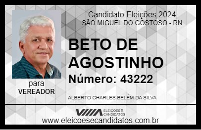 Candidato BETO DE AGOSTINHO 2024 - SÃO MIGUEL DO GOSTOSO - Eleições