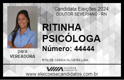 Candidato RITINHA PSICÓLOGA 2024 - DOUTOR SEVERIANO - Eleições