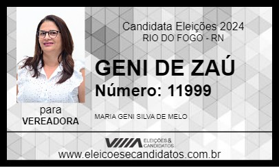 Candidato GENI DE ZAÚ 2024 - RIO DO FOGO - Eleições