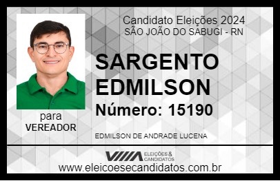 Candidato SARGENTO EDMILSON 2024 - SÃO JOÃO DO SABUGI - Eleições