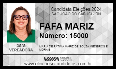 Candidato FAFA MARIZ  2024 - SÃO JOÃO DO SABUGI - Eleições