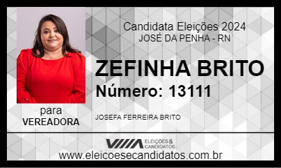 Candidato ZEFINHA BRITO 2024 - JOSÉ DA PENHA - Eleições