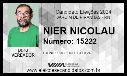 Candidato NIER NICOLAU 2024 - JARDIM DE PIRANHAS - Eleições