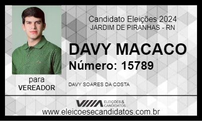 Candidato DAVY MACACO 2024 - JARDIM DE PIRANHAS - Eleições