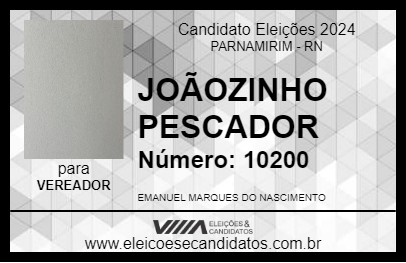 Candidato JOÃOZINHO PESCADOR 2024 - PARNAMIRIM - Eleições