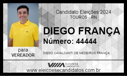 Candidato DIEGO FRANÇA 2024 - TOUROS - Eleições