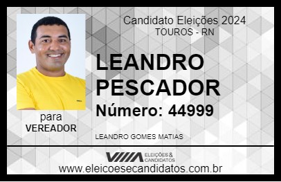 Candidato LEANDRO PESCADOR 2024 - TOUROS - Eleições