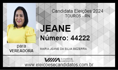 Candidato JEANE 2024 - TOUROS - Eleições