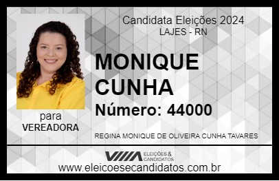 Candidato MONIQUE CUNHA 2024 - LAJES - Eleições