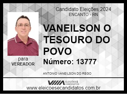 Candidato VANEILSON O TESOURO DO POVO 2024 - ENCANTO - Eleições