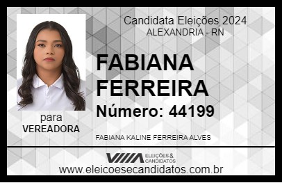 Candidato FABIANA FERREIRA 2024 - ALEXANDRIA - Eleições