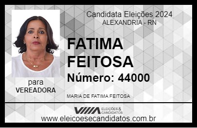 Candidato FATIMA FEITOSA 2024 - ALEXANDRIA - Eleições