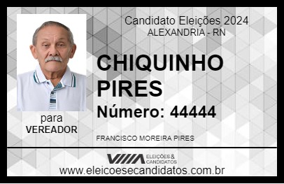 Candidato CHIQUINHO PIRES 2024 - ALEXANDRIA - Eleições