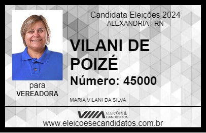 Candidato VILANI DE POIZÉ 2024 - ALEXANDRIA - Eleições