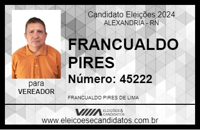 Candidato FRANCUALDO PIRES 2024 - ALEXANDRIA - Eleições