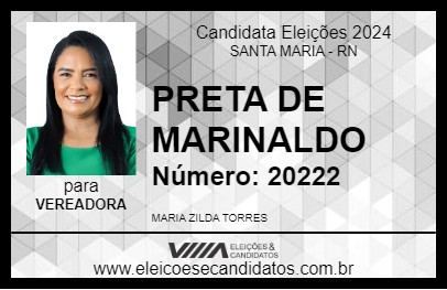 Candidato PRETA DE MARINALDO 2024 - SANTA MARIA - Eleições