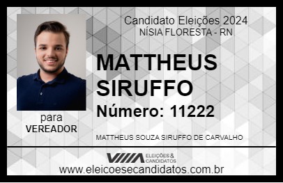 Candidato MATTHEUS SIRUFFO 2024 - NÍSIA FLORESTA - Eleições