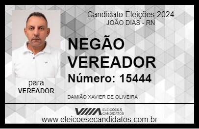 Candidato NEGÃO VEREADOR 2024 - JOÃO DIAS - Eleições