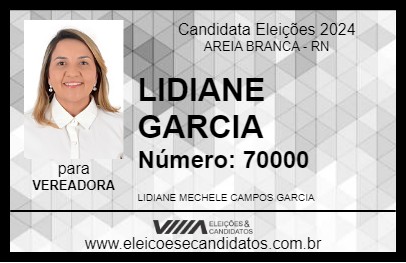 Candidato LIDIANE GARCIA 2024 - AREIA BRANCA - Eleições