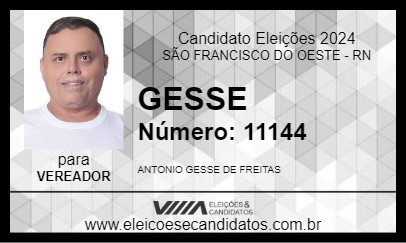 Candidato GESSE 2024 - SÃO FRANCISCO DO OESTE - Eleições