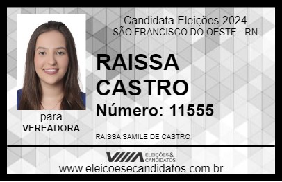 Candidato RAISSA CASTRO 2024 - SÃO FRANCISCO DO OESTE - Eleições