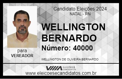 Candidato WELLINGTON BERNARDO 2024 - NATAL - Eleições