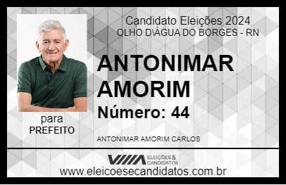 Candidato ANTONIMAR AMORIM 2024 - OLHO D\ÁGUA DO BORGES - Eleições