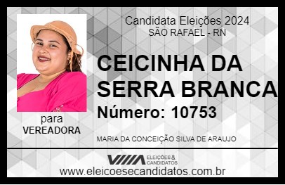 Candidato CEICINHA DA SERRA BRANCA 2024 - SÃO RAFAEL - Eleições