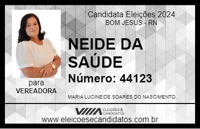 Candidato NEIDE DA SAÚDE 2024 - BOM JESUS - Eleições