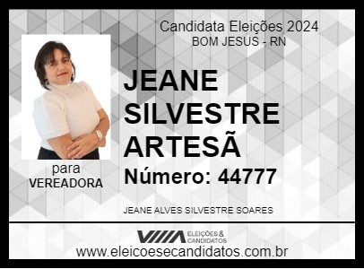 Candidato JEANE SILVESTRE  ARTESÃ  2024 - BOM JESUS - Eleições