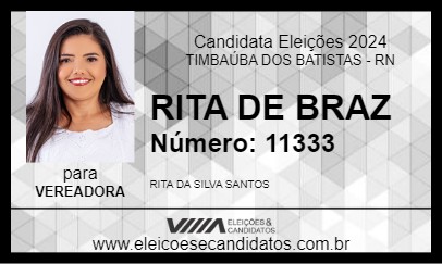 Candidato RITA DE BRAZ 2024 - TIMBAÚBA DOS BATISTAS - Eleições