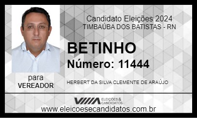 Candidato BETINHO 2024 - TIMBAÚBA DOS BATISTAS - Eleições