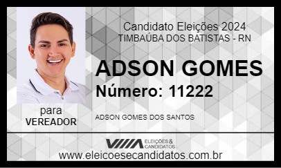 Candidato ADSON GOMES 2024 - TIMBAÚBA DOS BATISTAS - Eleições