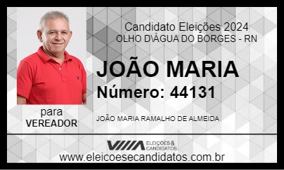 Candidato JOÃO MARIA 2024 - OLHO D\ÁGUA DO BORGES - Eleições