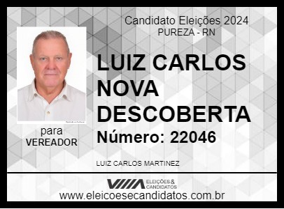 Candidato LUIZ CARLOS NOVA DESCOBERTA 2024 - PUREZA - Eleições