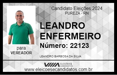 Candidato LEANDRO ENFERMEIRO 2024 - PUREZA - Eleições