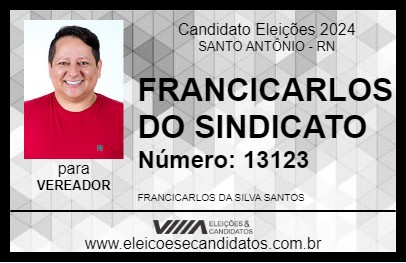 Candidato FRANCICARLOS DO SINDICATO 2024 - SANTO ANTÔNIO - Eleições