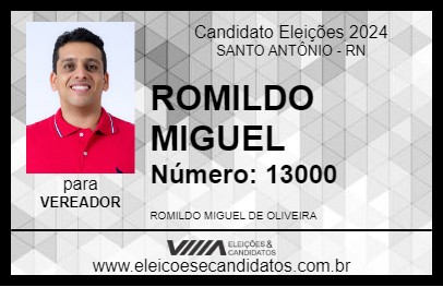 Candidato ROMILDO MIGUEL 2024 - SANTO ANTÔNIO - Eleições