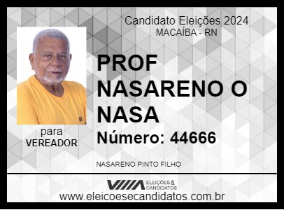 Candidato PROF NASARENO O NASA 2024 - MACAÍBA - Eleições