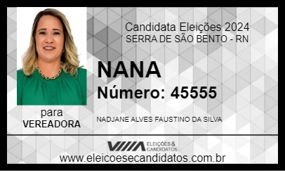 Candidato NANA 2024 - SERRA DE SÃO BENTO - Eleições