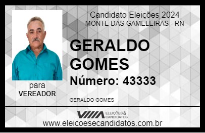 Candidato GERALDO GOMES 2024 - MONTE DAS GAMELEIRAS - Eleições