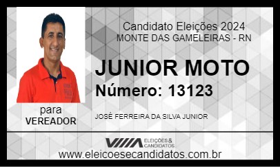 Candidato JUNIOR MOTO 2024 - MONTE DAS GAMELEIRAS - Eleições