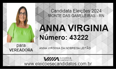 Candidato ANNA VIRGINIA 2024 - MONTE DAS GAMELEIRAS - Eleições